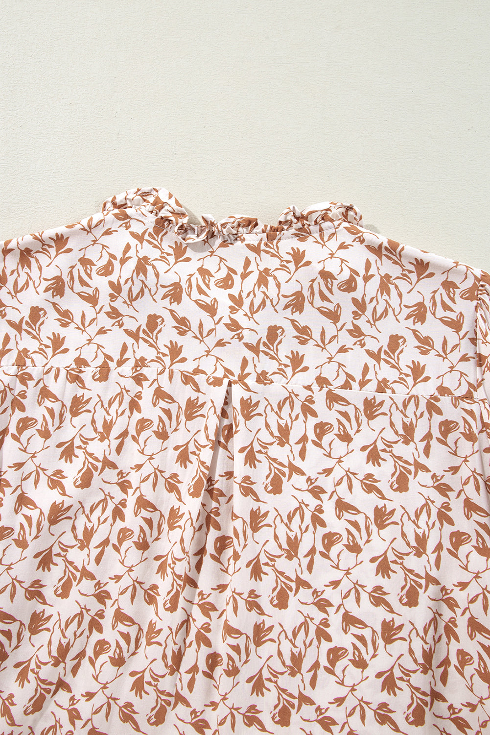 Blue Floral Print Lace Detail Puff Sleeve Shirt 73d4817448c9e6b4