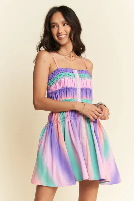 Davi & Dani Multi Color Ombre Printed Bodice Button Up Dress 73decbfe3a864217a1864f335d6b5e87-Max-Origin