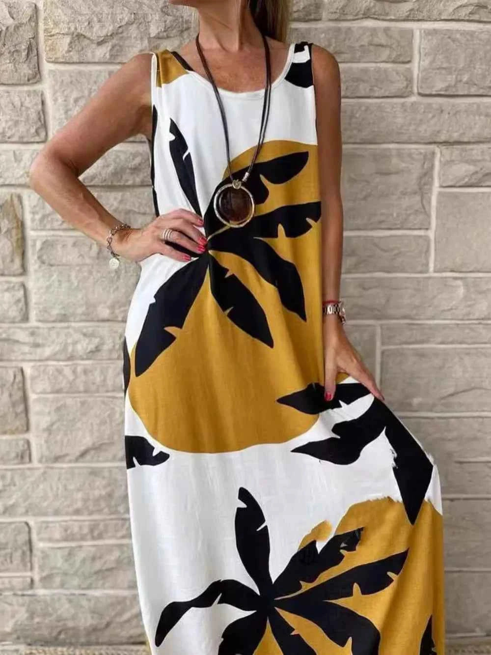 Printed Round Neck Mini Tank Dress 73f030ab-aa20-410a-be65-73fd53d78e5b-Max