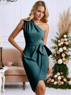 One-Shoulder Wrap Dress with Bow Detail 73f0bce1ec5c4a22851642758dc9470d-Max-Origin