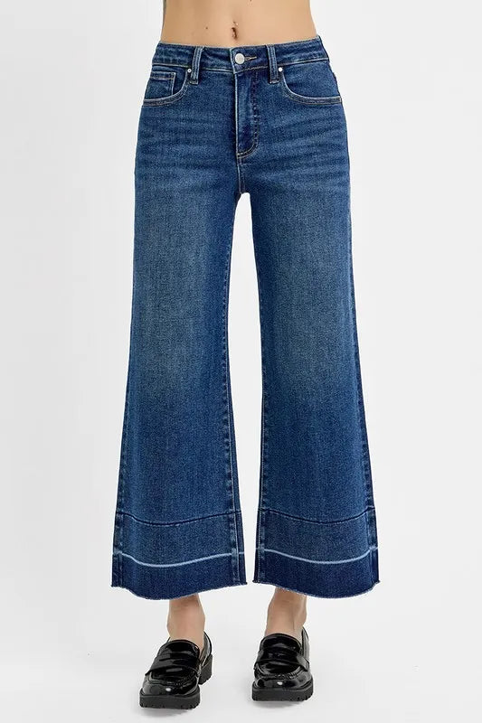 RISEN Full Size Tummy Control High Rise Crop Wide Hem Jeans Plus Size Dark 73f2b40e-3987-416d-a71e-6eae67f142aa-Max