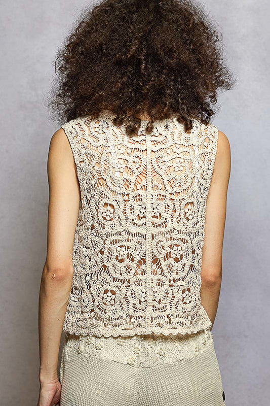 Button Down Cropped Crochet Vest with Scalloped Edge 73f38f65-aadf-466a-8056-fa2da39877ff-Max