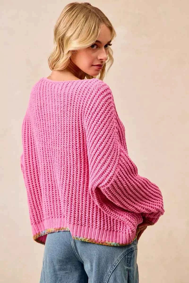 BiBi V-Neck Sweater with Colorful Trim 741ec712268843fdbf6f1f963bc56d6b-Max-Origin