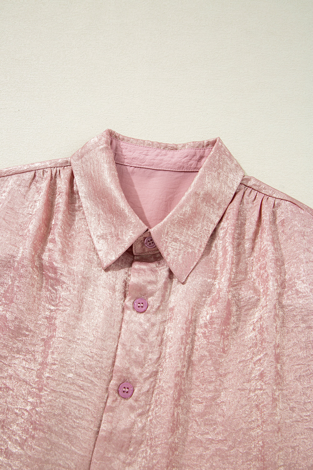 Delicacy Metallic Buttoned Loose Fit Short Sleeve Shirt 741fffc853498364
