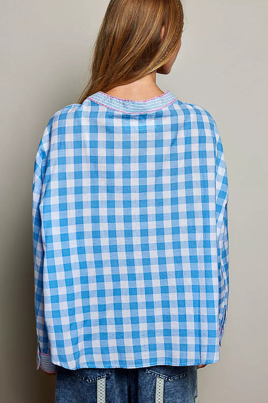 Gingham Embroidered Palm Tree Blouse 7426256a-65ef-4764-9208-2ba5c9c0c1d7-Max-Origin