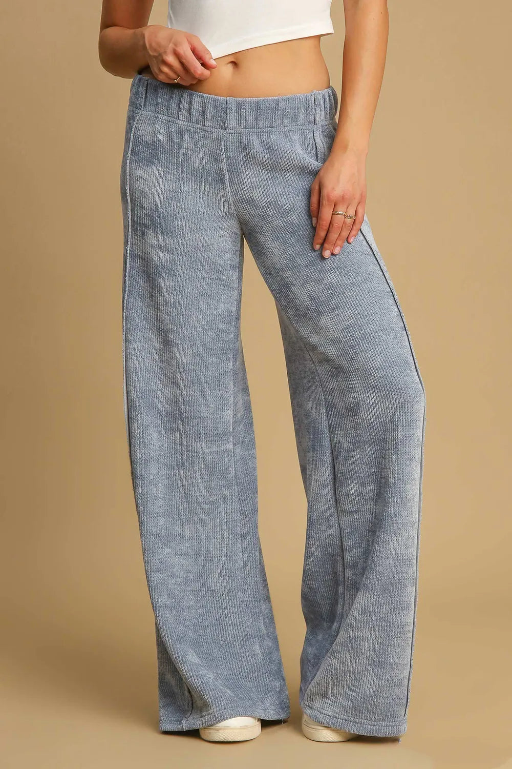 Umgee Elastic Waist Wide Leg Pants Light Blue 7429b2b0-5a8d-4a68-9802-fd2c5bb78e1c-Max