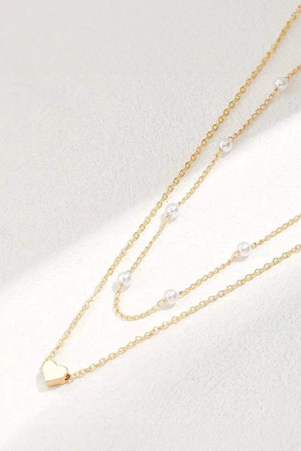 Gold Pearl Heart Chain Necklace 743d7386696d58d0