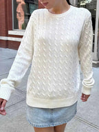 Cable-Knit Round Neck Pullover Sweater 7445cee299934b23bcda6868811c4930-Max-Origin