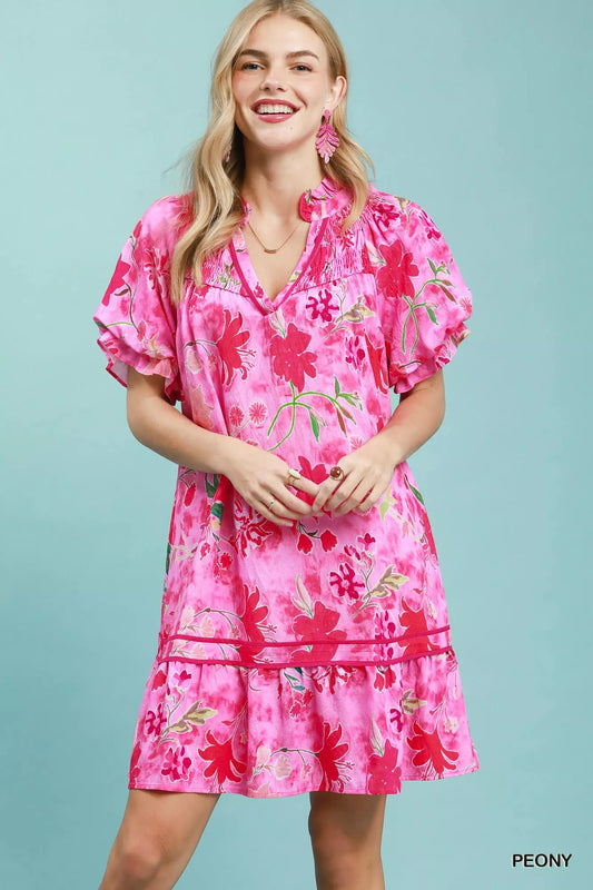 Floral Ruffle Hem Mini Dress PEONY 744aaaed-6d9f-40ff-a871-7ad6f4c0fe7b-Max-Origin