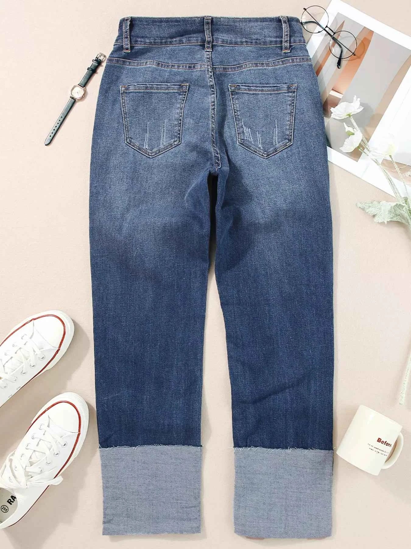 High Waist Distressed Straight Leg Jeans 745a065575aa4d90a23603006d5df769-Max-Origin