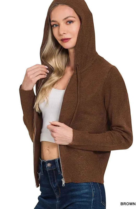 Drawstring Zip Up Hooded Cardigan 745b9b955c7e40ef832160c3ac741613-Max-Origin