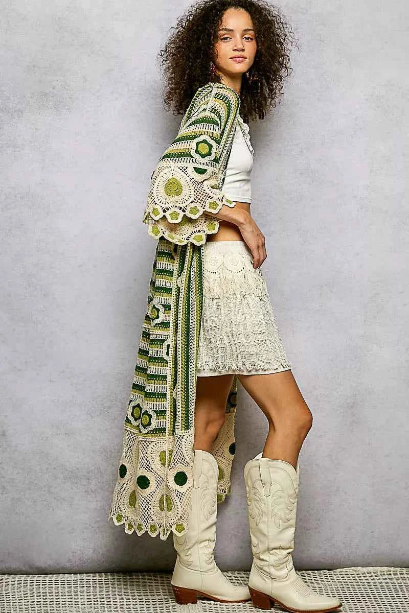 POL Striped and Floral Pattern Crochet Longline Cardigan 7469db1c-20eb-49fa-9302-a5a69596d6c8-Max-Origin