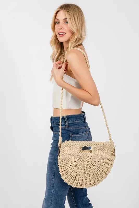 Fame Braided Semi Circle Tote Bag Iv One Size 746b5811637b4a9783bfae70d561fdda-Max-Origin