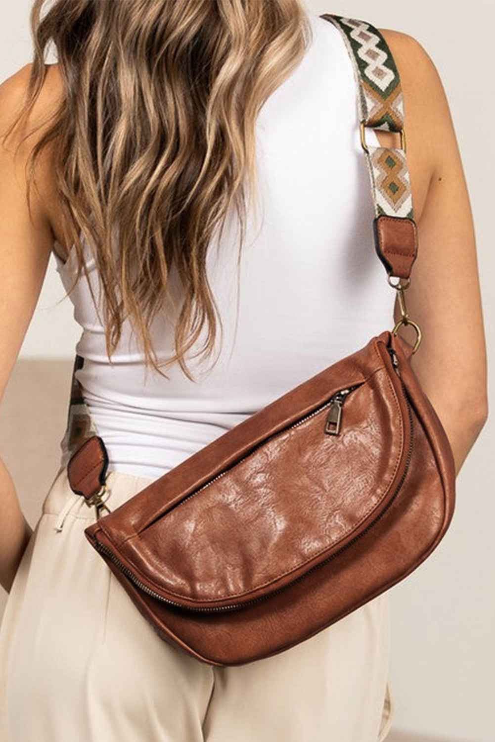 Dark Grey Wide Strap PU Leather Crossbody Bag 7474e670fc0d3d40