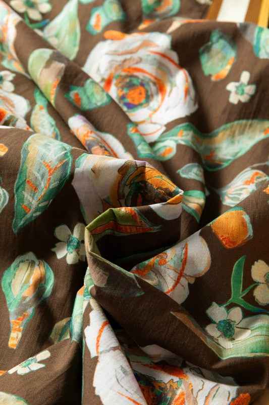 Floral Contrast V-Neck Long Sleeve Pocketed Dress 7488662b-69b0-4152-968c-9d02a3fba131