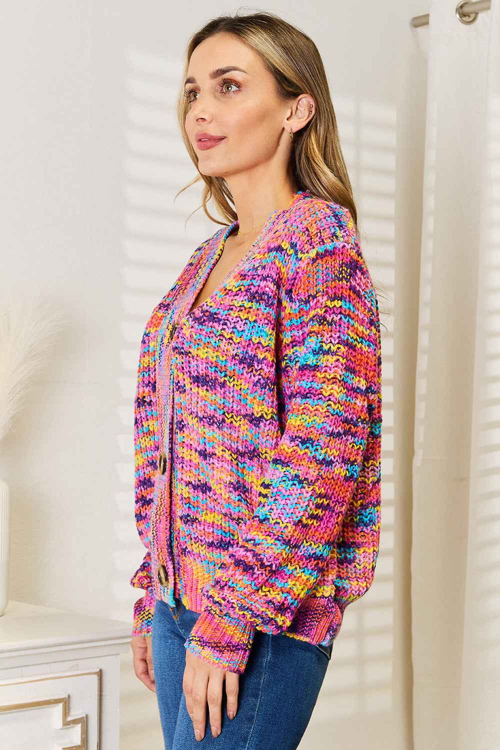 Angel Wings Woven Right V-Neck Long Sleeve Cardigan 748c6d914bec4814955d9dec5577bcb6-Max