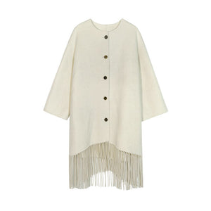 Full-Wool Tassel Double-Sided Overcoat Beige S 74F30CB9C8CA5390D553D6DAF498AAFA