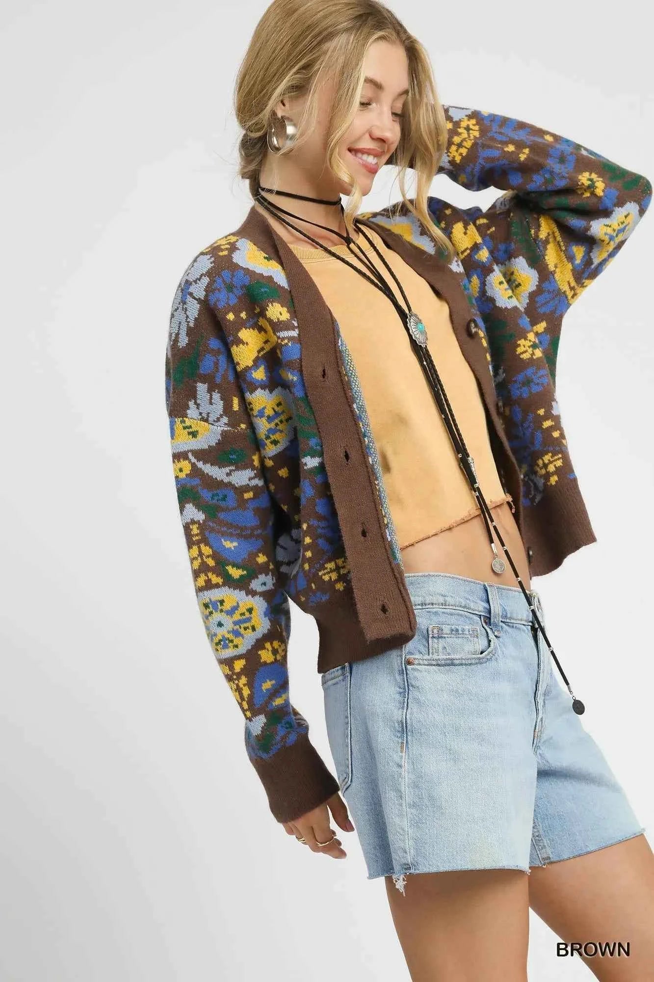 Umgee Floral Knit Button-Up Cardigan 74a368ae-d0e1-4b97-9c2a-0f5401ce50ab-Max-Origin