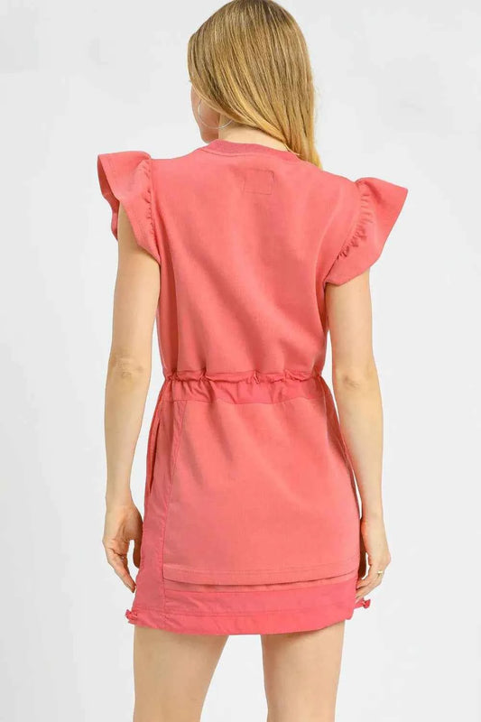 Luxe knit Ruffle Sleeve Drawstring Mini Dress 74a6abf7-162c-4881-9859-50143ed661d6-Max-Origin