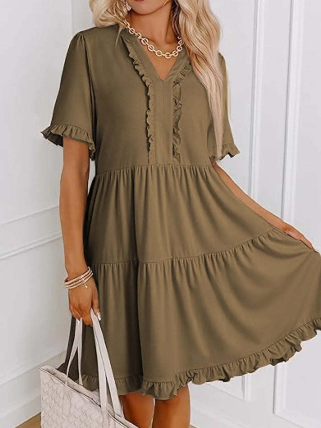 Tiered Notched Short Sleeve Mini Dress 74d14485-cb8e-4afa-a7ef-a5a3b25b0414-Max-Origin