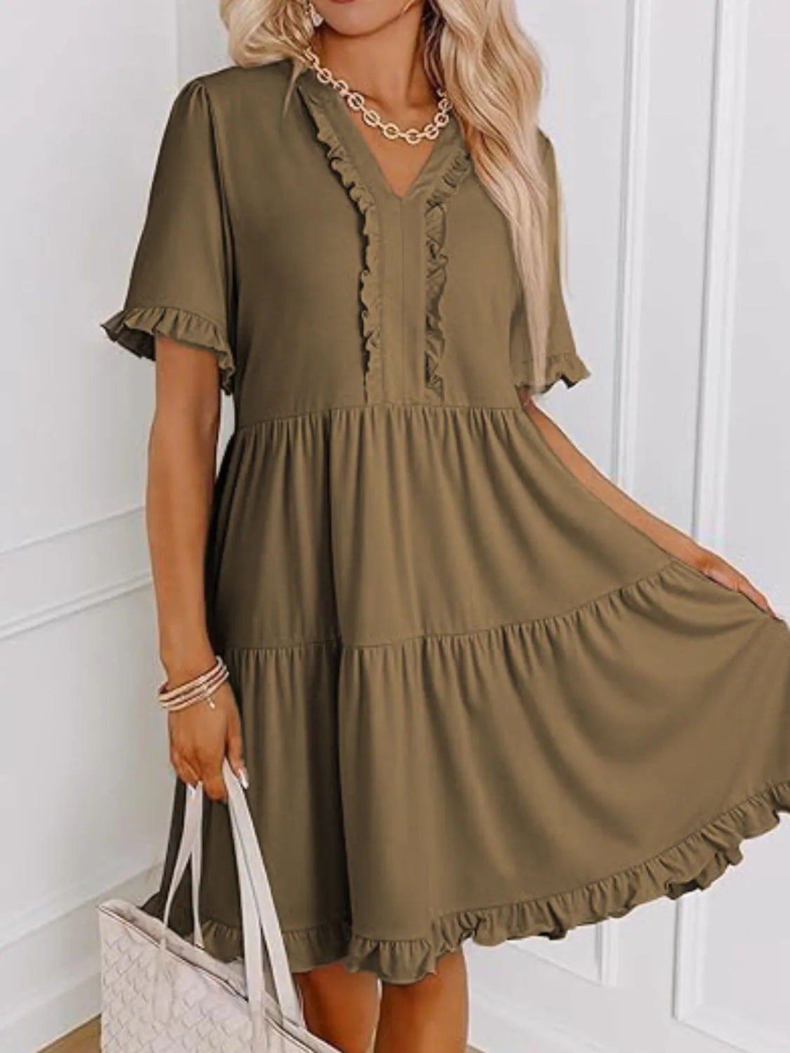 Tiered Notched Short Sleeve Mini Dress 74d14485-cb8e-4afa-a7ef-a5a3b25b0414-Max-Origin