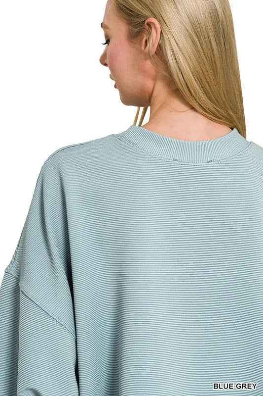 Zenana Ribbed Balloon Sleeve Sweatshirt 74d558a7f3694b92812638970c7bca0b-Max-Origin