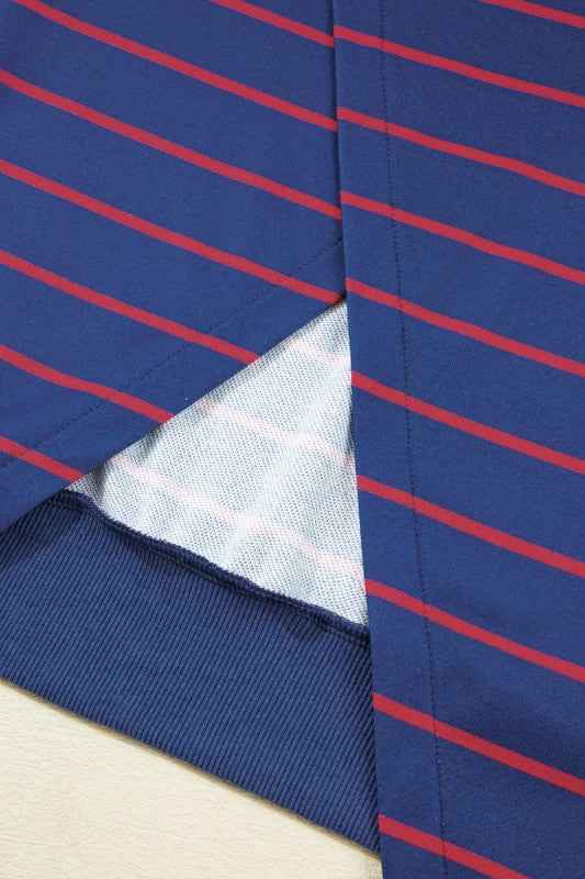 Stripe Overlap Drop Shoulder Pullover Sweatshirt 74d90eee-9c9c-4425-9b78-24ea86dccb96