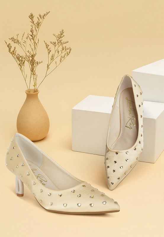Madhara Heart-Shaped Rhinestones Pumps 74e25fbb-5fa5-40bb-b79c-be3cd35cf4fc