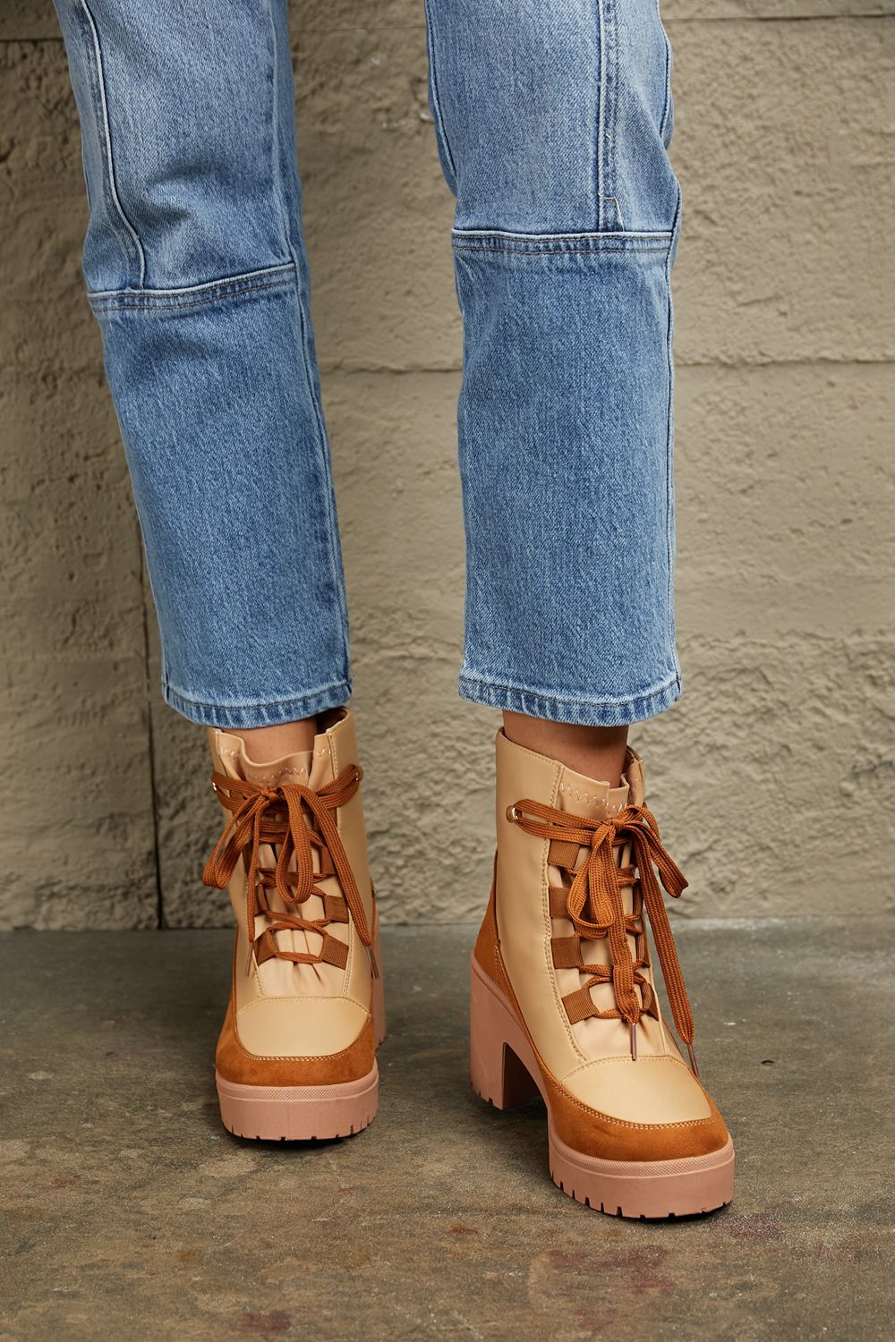 East Lion Corp Lace Up Lug Booties Khaki 74eaf2efdc634ee68b6cabedab1b0d4f-Max