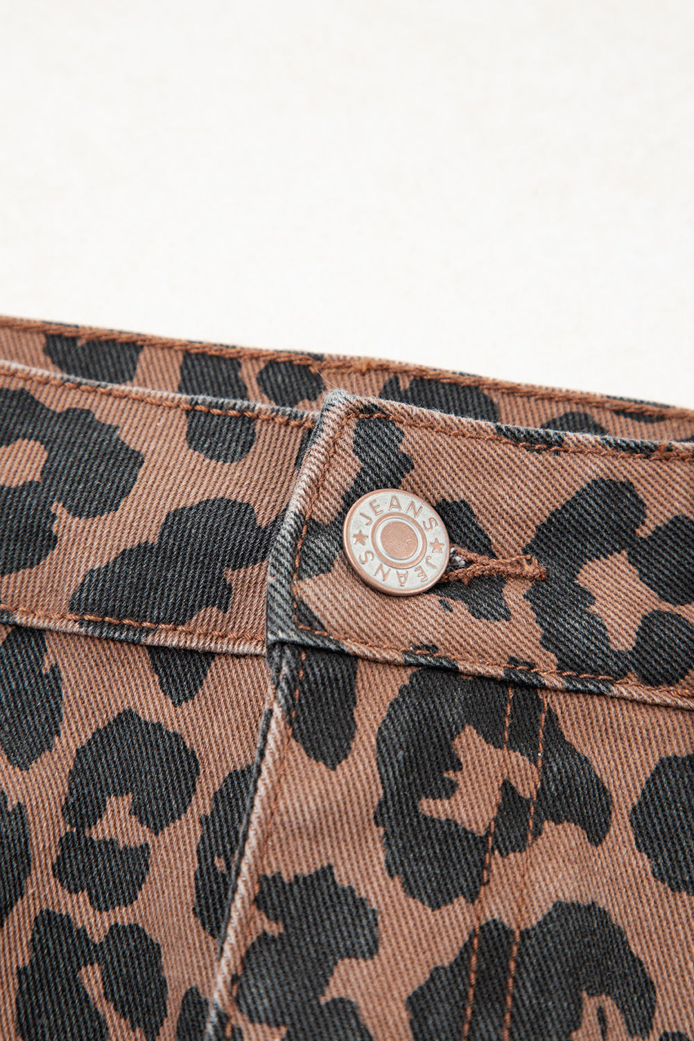 Brown Leopard Frayed Split Denim Midi Skirt 74ec8e5389ecc902
