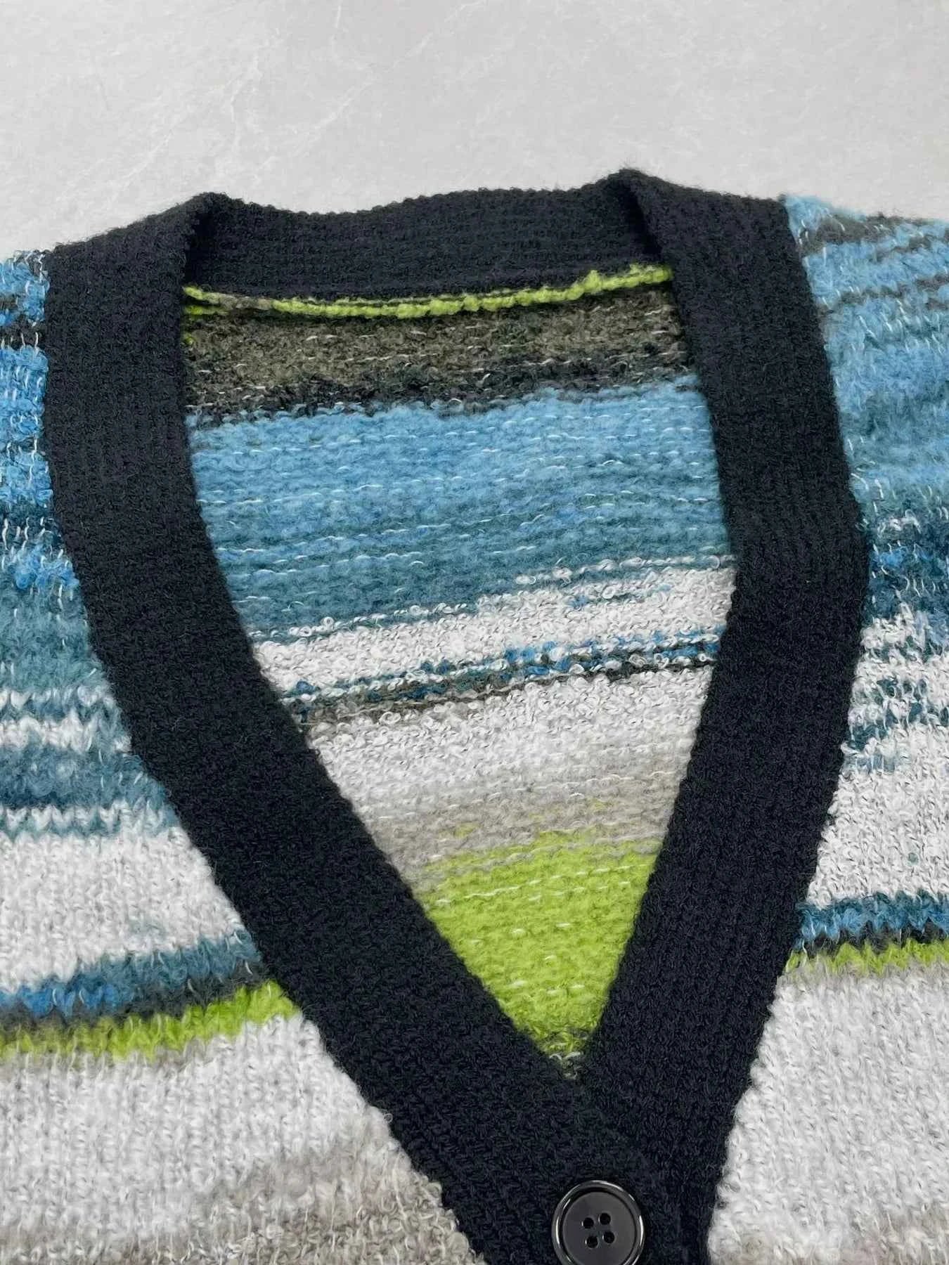 Gradient Stripe Button-Up Cardigan