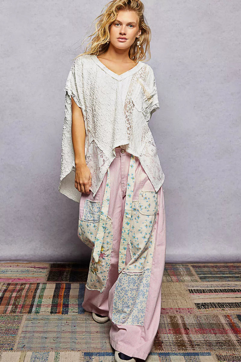 POL Asymmetrical V-Neck Short Sleeve Lace Top 74f118ea-fe6a-4f6e-a7fa-a09ca6828406-Max-Origin