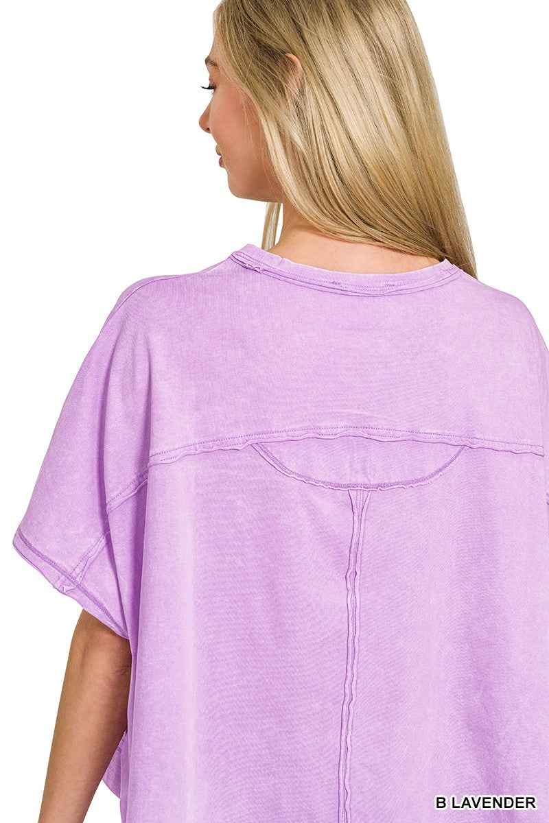 Zenana Acid Washed Oversized Top & Shorts Set 74f67c3745a3469789c83a667d5e604e-Max