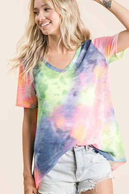 Tie Dye Print Low Gauge Deep U Neck Top 74fafeb622c6410f8e732c4660b35e69-Max-Origin