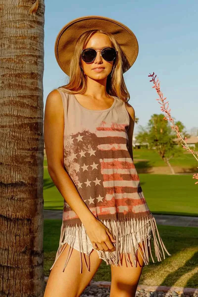 American Flag Print Knit Sleeveless Top 74fbbd55bd3549289909083c666db8e7-Max-Origin