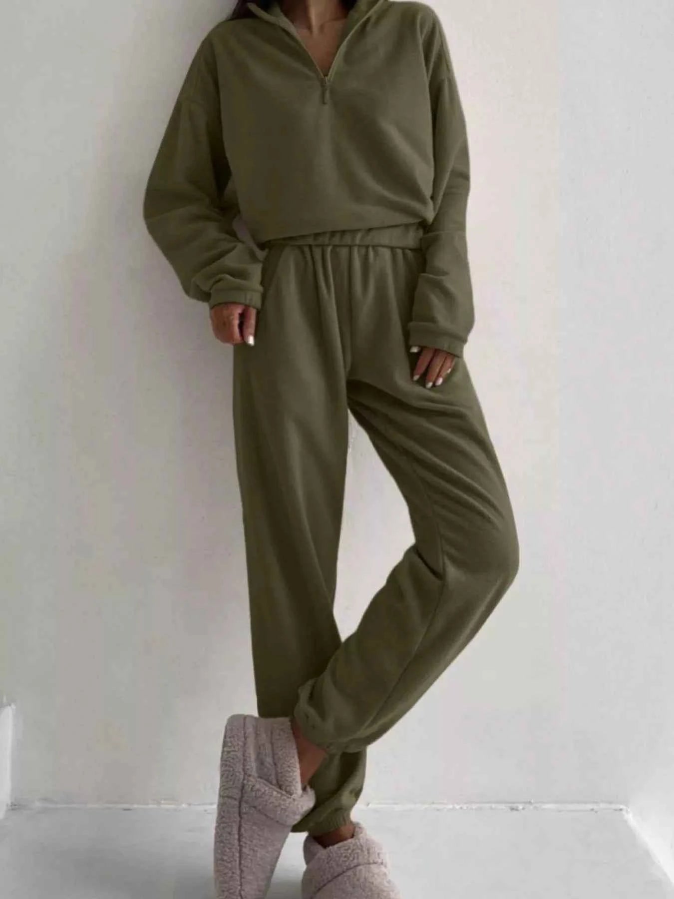 Half Zip Sweatshirt and Pants Set Army Green 74feae7f-6ccd-41b6-a439-68281f641dba-Max-Origin