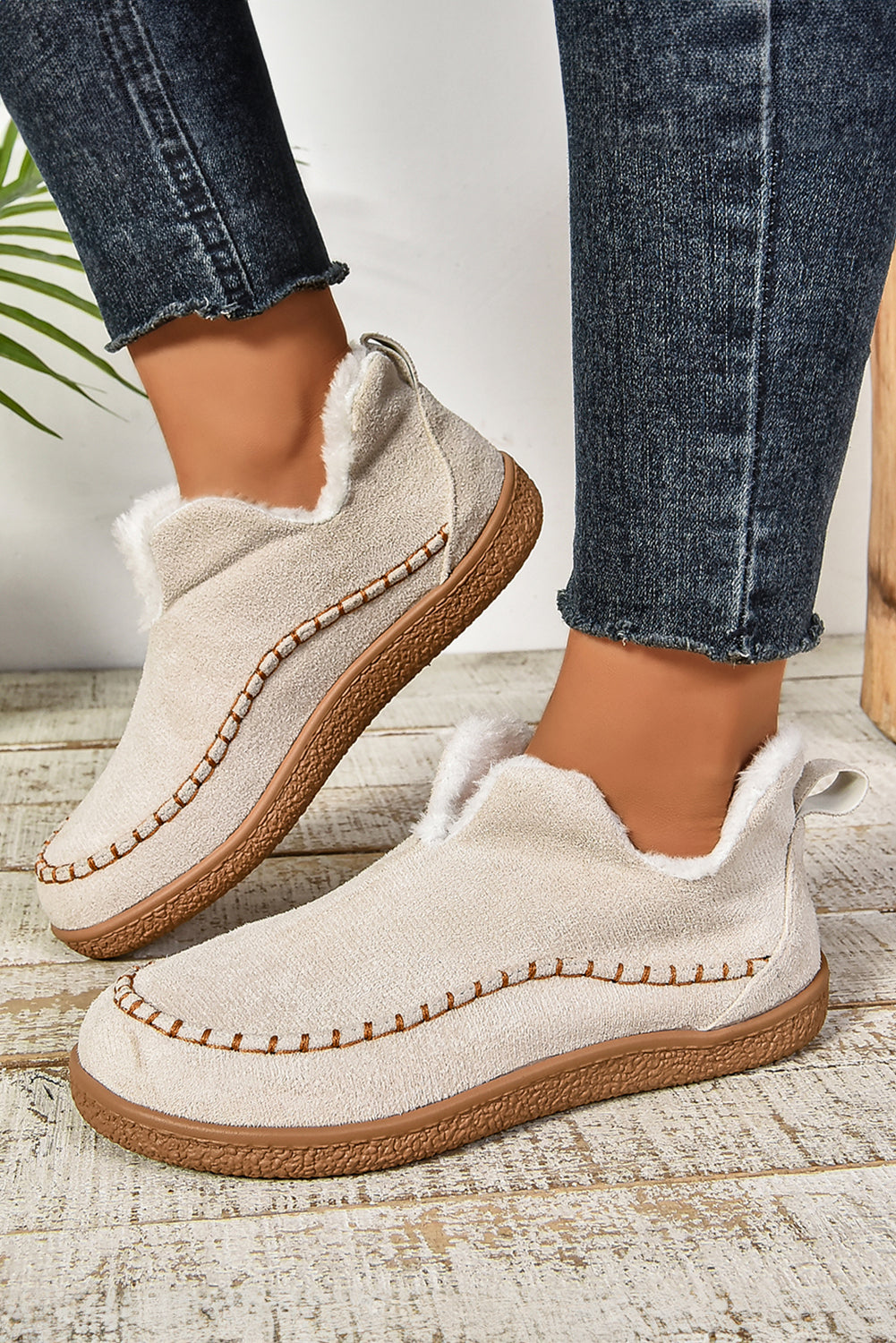 White Suede Fleece Lined Winter Snow Boots 74ff079da1dd92a8
