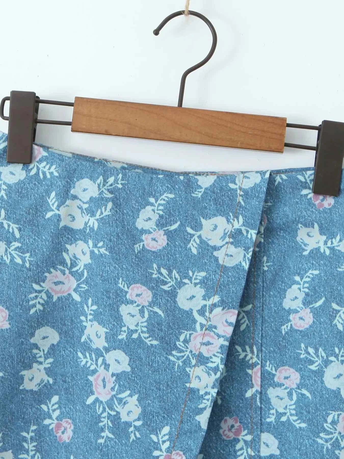 Floral Print Strapless Top and Skort Denim Set 7501f82168544d7a8de01d60bc6e18fb-Max-Origin