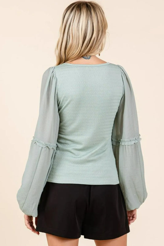 Mittoshop Mixed Media Textured Knit Chiffon Long Sleeve Top 750a1181-0679-4c07-a905-cf42e6c27cc0-Max