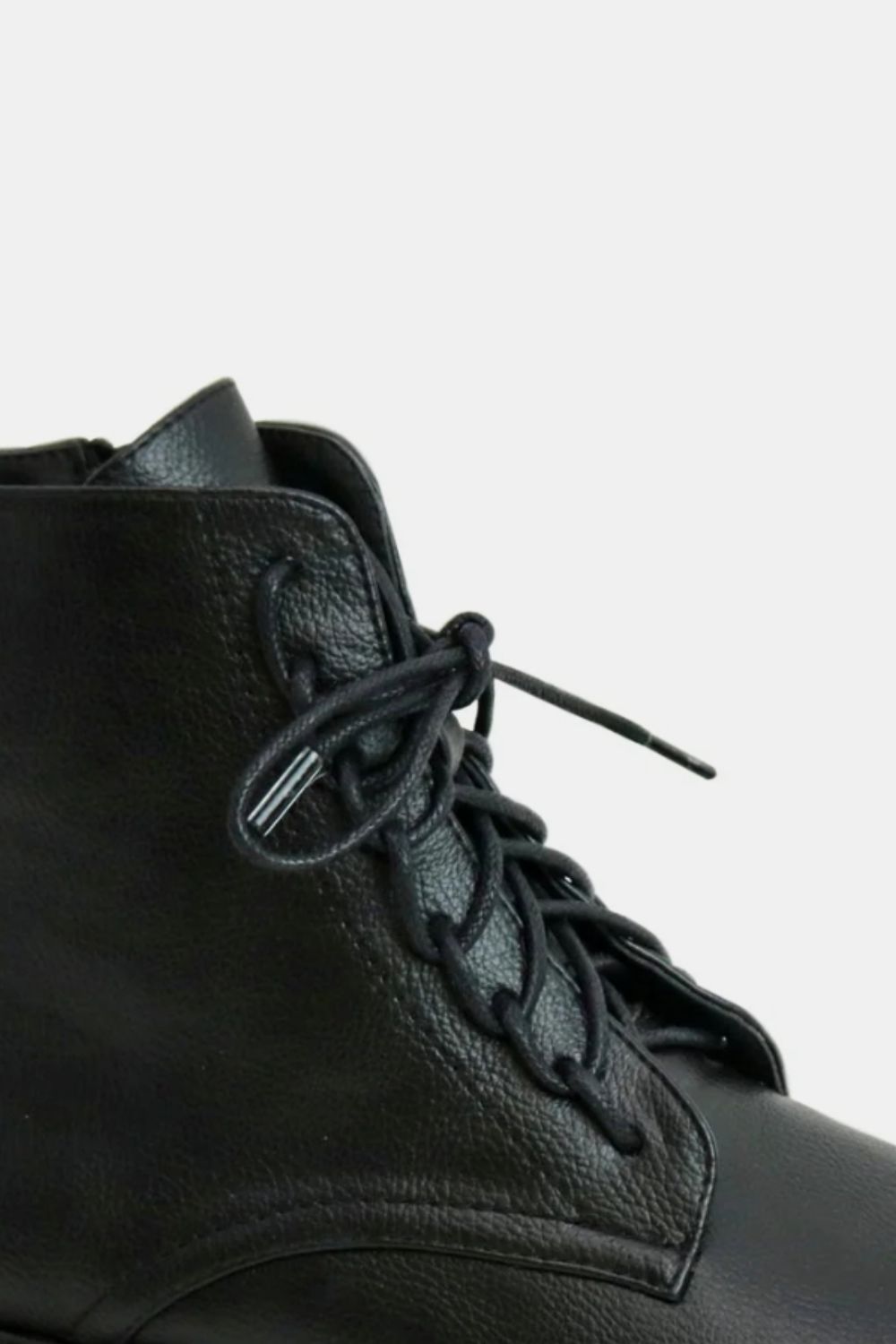 Beast Fashion Faux Leather Lace-Up Boots with Side Zipper