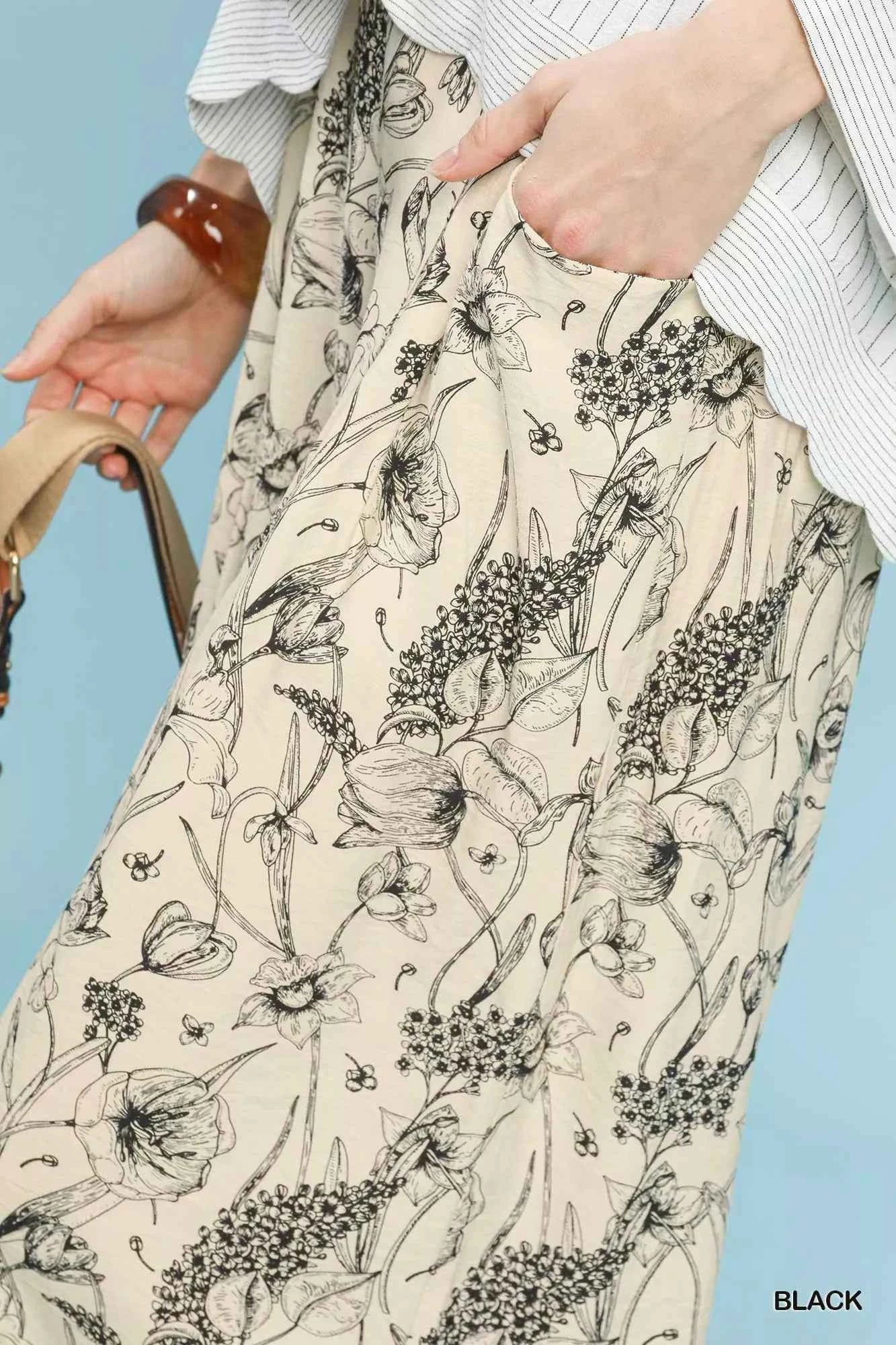 Umgee Two Tone Floral Print Pants 7510c406-9fa8-411e-9fc6-f67bb143b6ff-Max-Origin