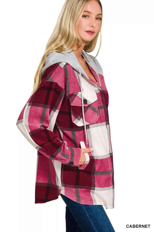Plaid Drawstring Hooded Fleece Shacket 7527bc2da9404f82b7758efcfcb12818-Max-Origin