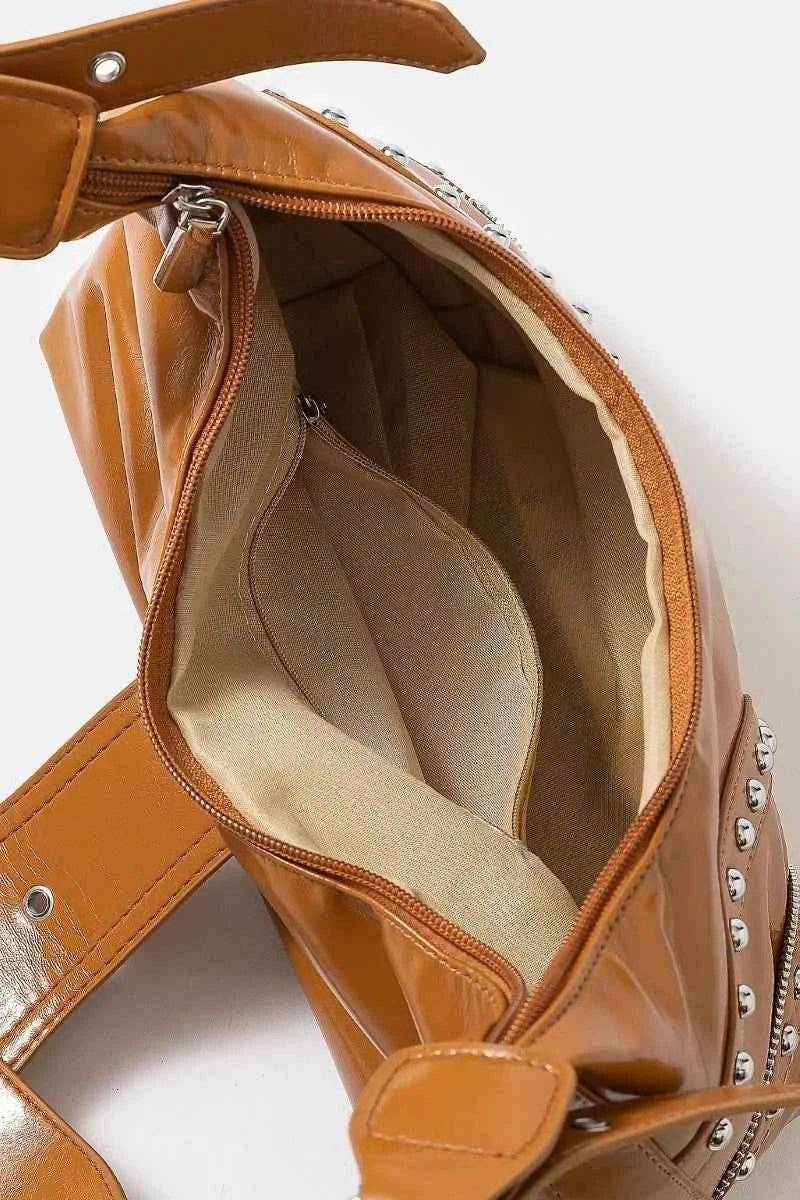 Fame Faux Leather Studded Trim Shoulder Bag 753b7fe04cc948daae9da66d76816bf6-Max-Origin