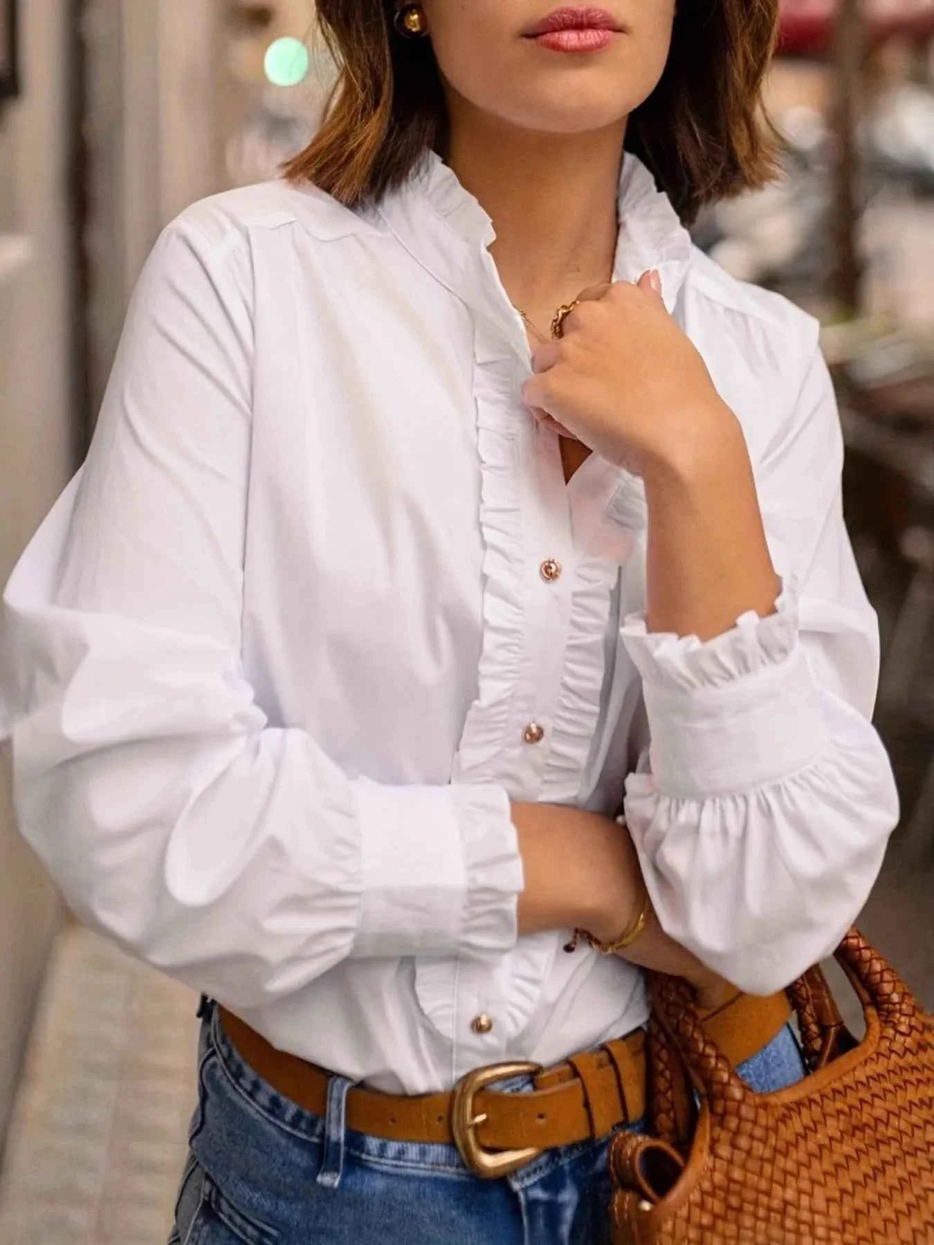 Frill Button Down Long Sleeve Shirt 754179bd4208405888a623052d0c7204-Max-Origin