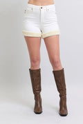 Judy Blue Full Size High Waist Shearling Cuff Denim Shorts Plus Size WHT 754c869fae824f12958e5d272239a570-Max-Origin