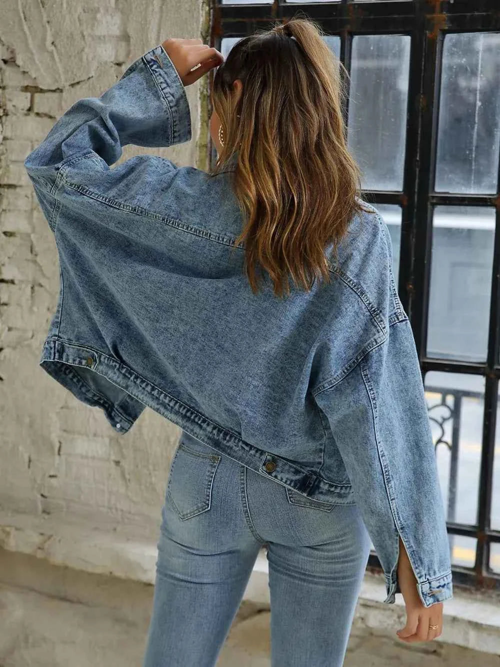 Button Down Drop Shoulder Denim Jacket 7558039f-0e4b-49bd-98e1-c4860b42a497-Max
