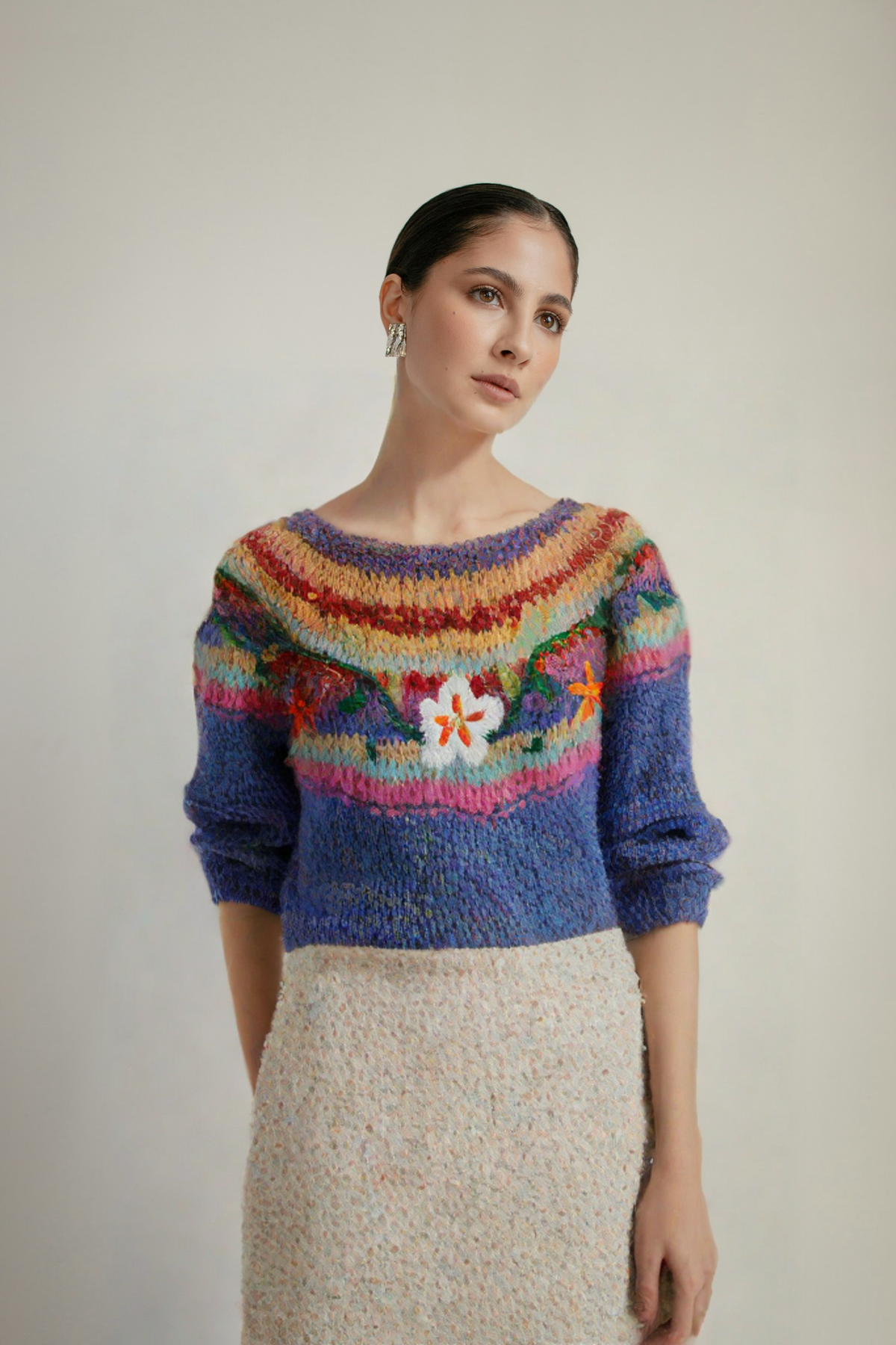 The Sculpted 3D Floral Knit Sweater 7564AC888B00BB09A8B35F1B0EA52F52