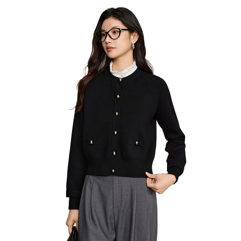 The Lace-Collar Pocket Knit Cardigan 756D68FA51BB2A51D0829C232F05B59E