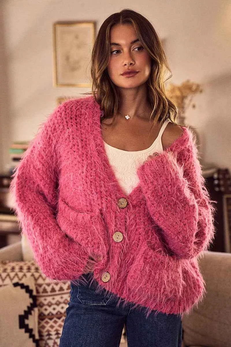 SO ME Soft Touch Hairy Loose Fit Cozy Sweater Cardigan 756d0333c5154c699b7378f4edc9e753-Max-Origin