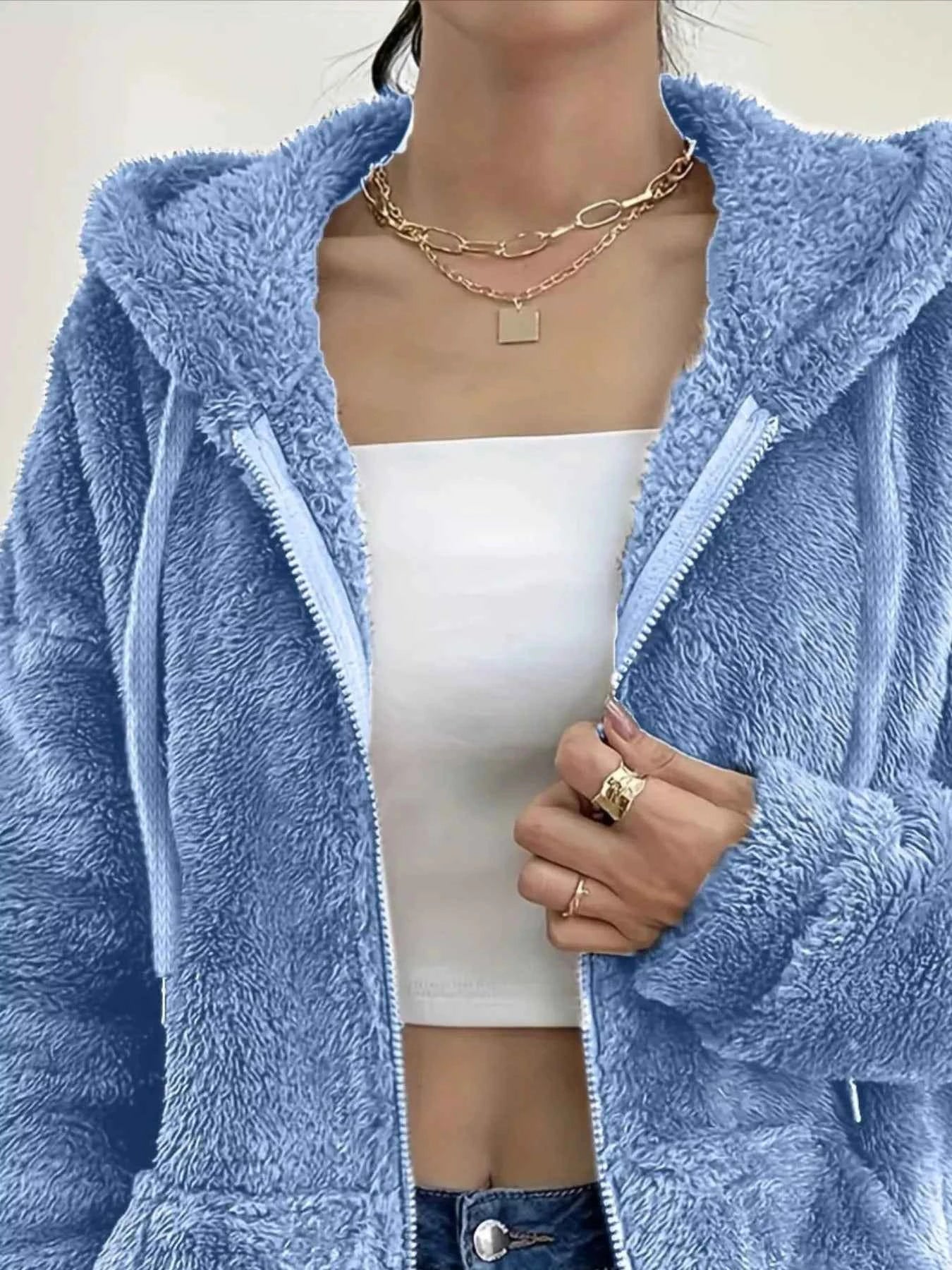 Drawstring Fleece Zip-Up Outerwear 756d7cbc-f960-4d17-b083-1a9107fd9865-Max-Origin